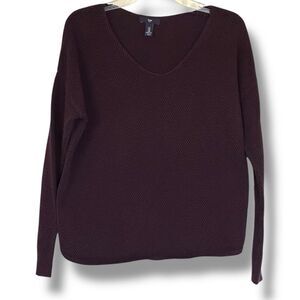 Gap Women’s V Neck Textured Long Sleeve Top Purple Med Comfy Casual